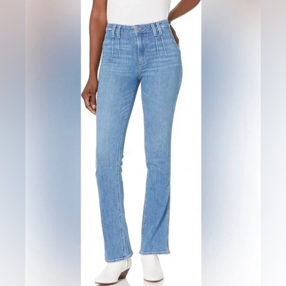PAIGE Manhattan Mid Rise Blue Boots Jeans Size 29 Vintage Style Double Loops